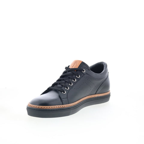 Di Bianco Monti Mens Black Leather Lace Up Lifestyle Sneakers Shoes