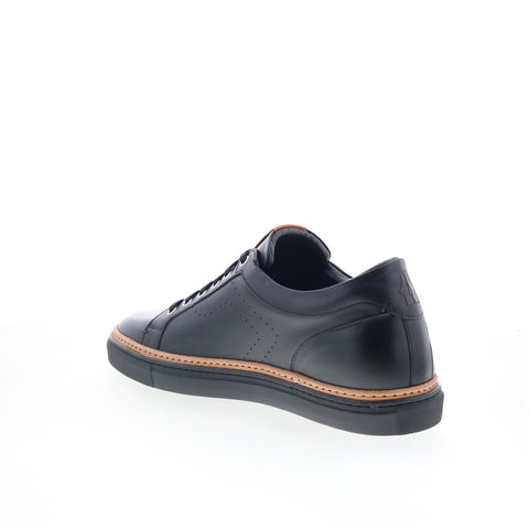 Di Bianco Monti Mens Black Leather Lace Up Lifestyle Sneakers Shoes