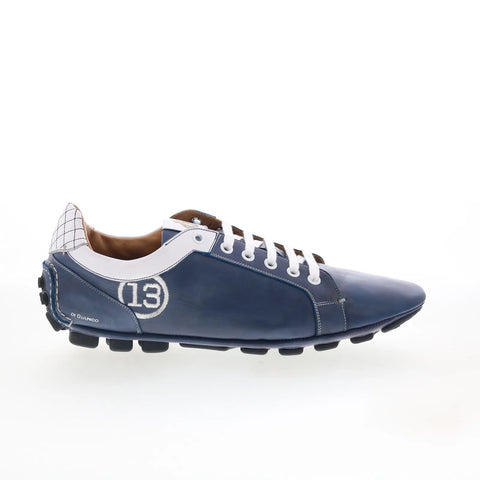 Di Bianco Monza Mens Blue Leather Lace Up Lifestyle Sneakers Shoes
