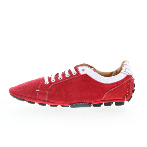 Di Bianco Monza Mens Red Suede Lace Up Lifestyle Sneakers Shoes