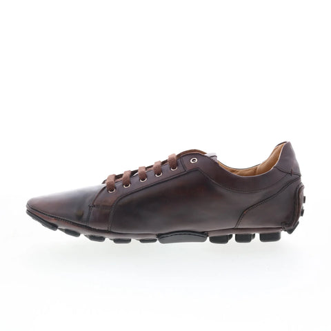 Di Bianco Muaelio Mens Brown Leather Lace Up Lifestyle Sneakers Shoes