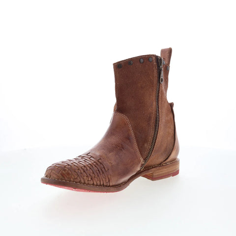 Bed Stu Baxter F321013 Womens Brown Leather Zipper Western Boots