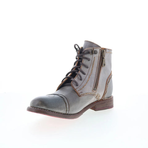 Bed Stu Bonnie S F321137 Womens Gray Leather Lace Up Western Boots