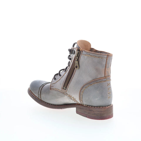 Bed Stu Bonnie S F321137 Womens Gray Leather Lace Up Western Boots