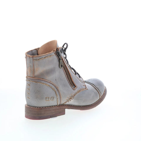 Bed Stu Bonnie S F321137 Womens Gray Leather Lace Up Western Boots