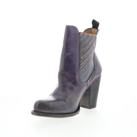 Bed Stu Insight F323002 Womens Purple Leather Slip On Western Boots