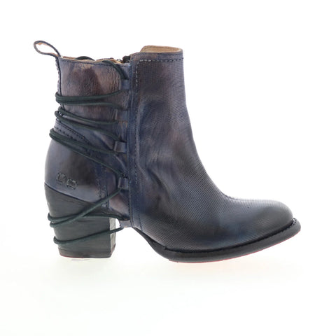 Bed Stu Blaire F387011 Womens Blue Leather Zipper Casual Dress Boots