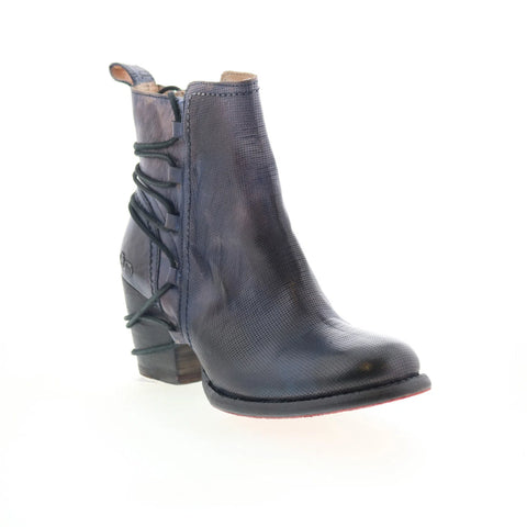 Bed Stu Blaire F387011 Womens Blue Leather Zipper Casual Dress Boots