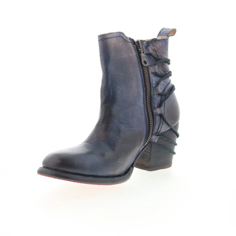 Bed Stu Blaire F387011 Womens Blue Leather Zipper Casual Dress Boots