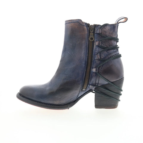 Bed Stu Blaire F387011 Womens Blue Leather Zipper Casual Dress Boots