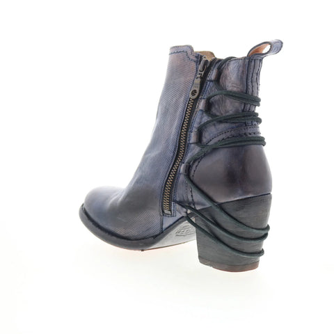 Bed Stu Blaire F387011 Womens Blue Leather Zipper Casual Dress Boots