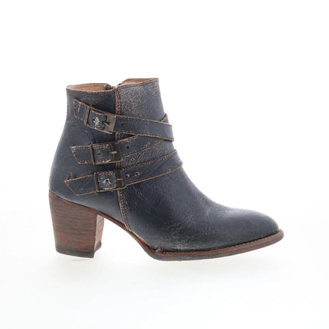 Bed Stu Begin F393001 Womens Black Leather Zipper Western Boots