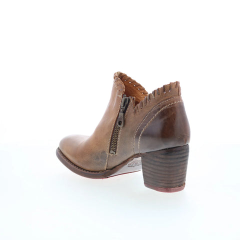 Bed Stu Carla F393009 Womens Brown Leather Zipper Ankle & Booties Boots