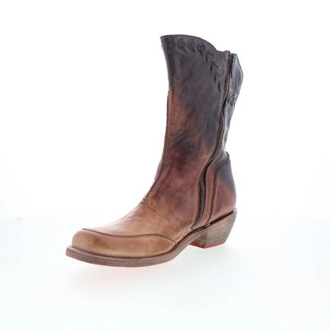 Bed Stu Colleen F393070 Womens Brown Leather Zipper Western Boots