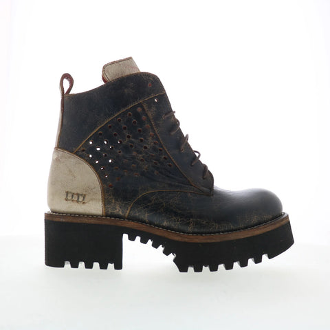 Bed Stu Tanzania F393086 Womens Black Leather Lace Up Casual Dress Boots