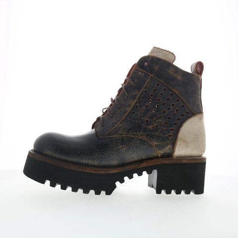 Bed Stu Tanzania F393086 Womens Black Leather Lace Up Casual Dress Boots