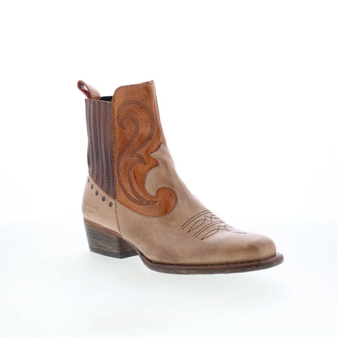 Bed Stu League F393160 Womens Brown Leather Slip On Western Boots
