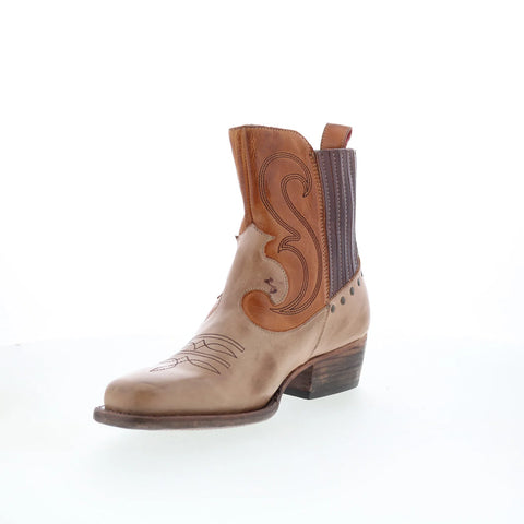 Bed Stu League F393160 Womens Brown Leather Slip On Western Boots