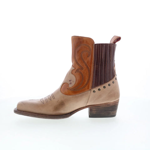 Bed Stu League F393160 Womens Brown Leather Slip On Western Boots