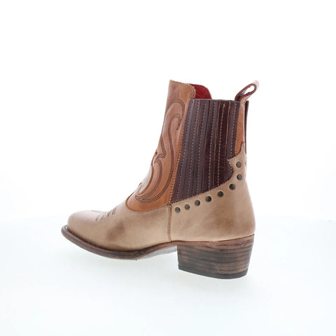 Bed Stu League F393160 Womens Brown Leather Slip On Western Boots