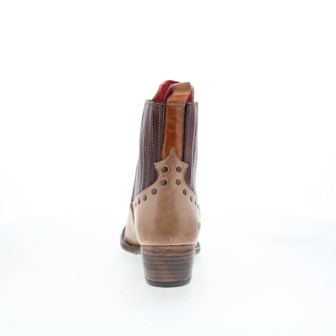 Bed Stu League F393160 Womens Brown Leather Slip On Western Boots