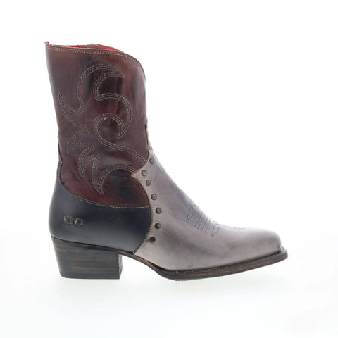 Bed Stu Locate F393162 Womens Grey Leather Slip On Western Boots