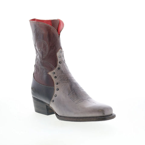 Bed Stu Locate F393162 Womens Grey Leather Slip On Western Boots