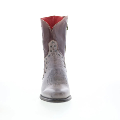 Bed Stu Locate F393162 Womens Grey Leather Slip On Western Boots