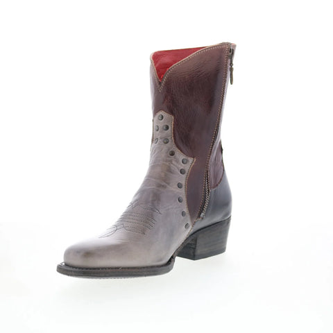 Bed Stu Locate F393162 Womens Grey Leather Slip On Western Boots