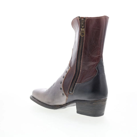 Bed Stu Locate F393162 Womens Grey Leather Slip On Western Boots