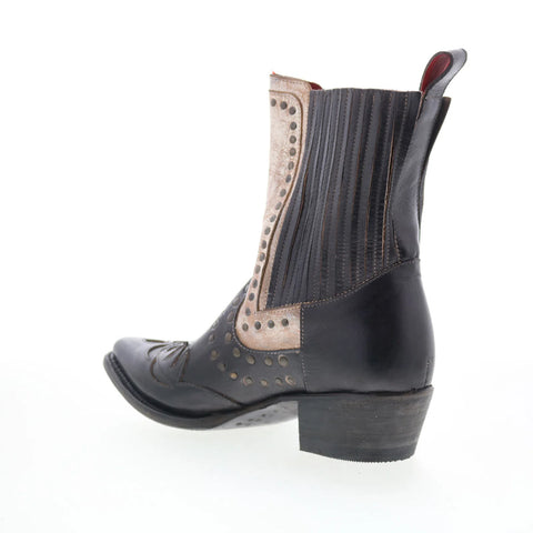 Bed Stu Raise F393168 Womens Black Leather Slip On Western Boots