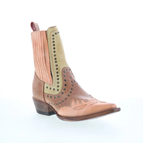 Bed Stu Raise F393168 Womens Brown Leather Slip On Western Boots