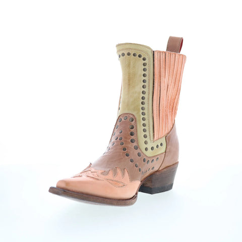 Bed Stu Raise F393168 Womens Brown Leather Slip On Western Boots