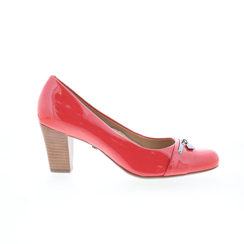 Hush Puppies Alegria Charm H509677 Womens Red Leather Pumps Heels Shoes