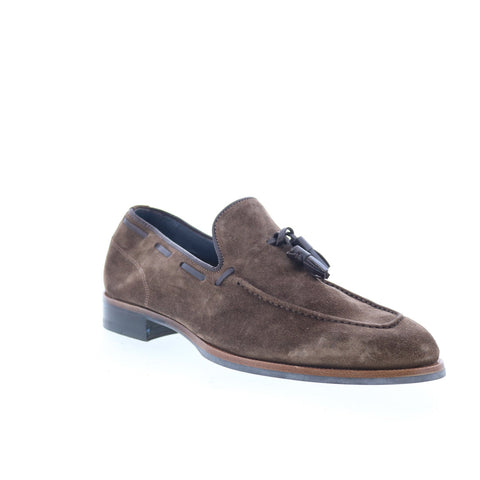 Di Bianco Napoli Mens Brown Suede Slip On Loafers & Slip Ons Tasseled Shoes