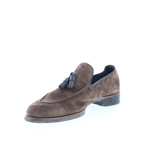 Di Bianco Napoli Mens Brown Suede Slip On Loafers & Slip Ons Tasseled Shoes