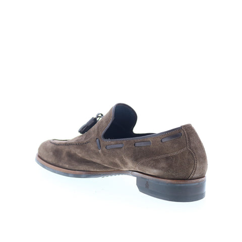 Di Bianco Napoli Mens Brown Suede Slip On Loafers & Slip Ons Tasseled Shoes