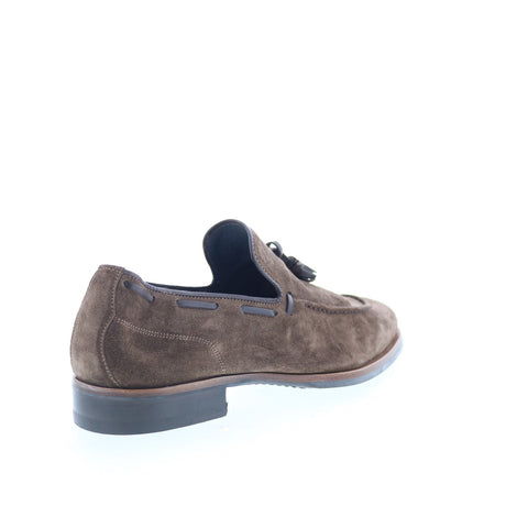 Di Bianco Napoli Mens Brown Suede Slip On Loafers & Slip Ons Tasseled Shoes