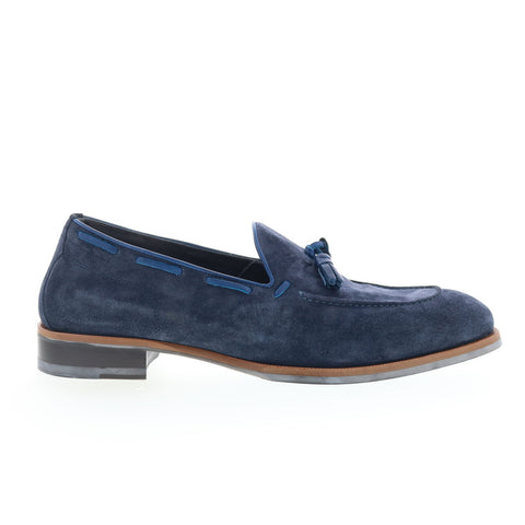 Di Bianco Napoli Mens Blue Suede Slip On Loafers & Slip Ons Casual Shoes