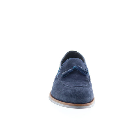 Di Bianco Napoli Mens Blue Suede Slip On Loafers & Slip Ons Tasseled Shoes