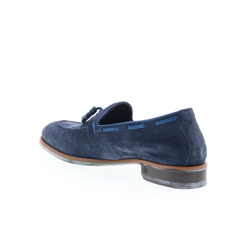 Di Bianco Napoli Mens Blue Suede Slip On Loafers & Slip Ons Tasseled Shoes