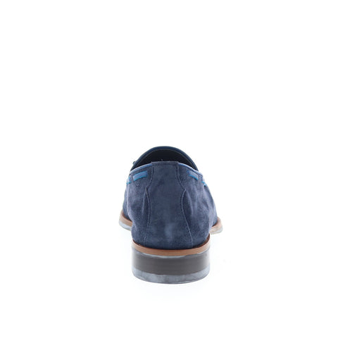 Di Bianco Napoli Mens Blue Suede Slip On Loafers & Slip Ons Tasseled Shoes