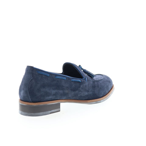 Di Bianco Napoli Mens Blue Suede Slip On Loafers & Slip Ons Tasseled Shoes