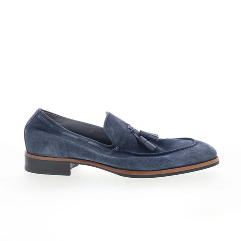 Di Bianco Napoli Mens Blue Suede Slip On Loafers & Slip Ons Casual Shoes