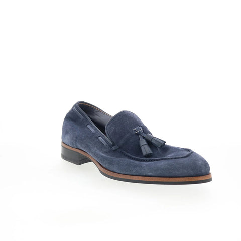 Di Bianco Napoli Mens Blue Suede Slip On Loafers & Slip Ons Casual Shoes