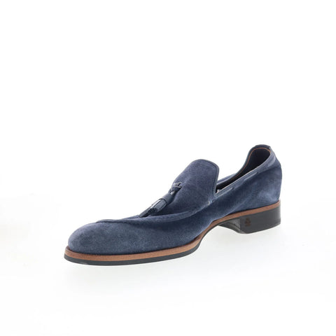 Di Bianco Napoli Mens Blue Suede Slip On Loafers & Slip Ons Casual Shoes