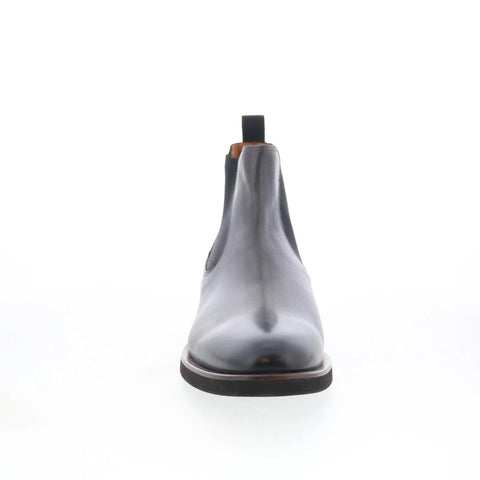 Di Bianco Nelly Mens Gray Leather Slip On Chelsea Boots