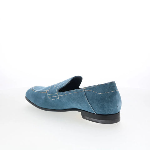 Di Bianco Nerano Mens Blue Suede Slip On Loafers & Slip Ons Penny Shoes