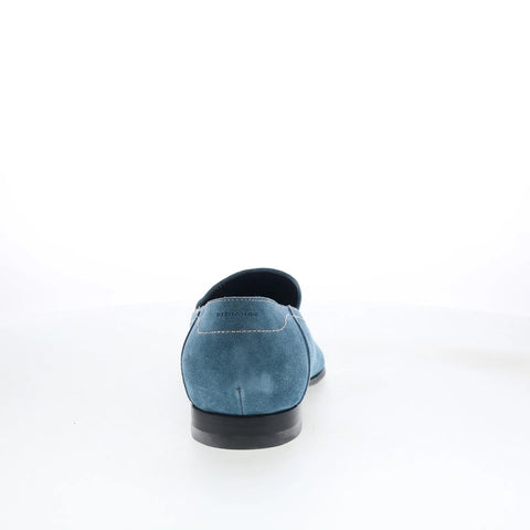 Di Bianco Nerano Mens Blue Suede Slip On Loafers & Slip Ons Penny Shoes
