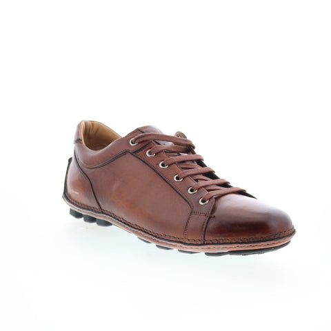Di Bianco Olimpico Mens Brown Leather Lace Up Lifestyle Sneakers Shoes